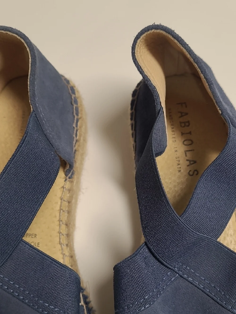 Fabiolas Women’s Handcrafted Suede Independence Blue Espadrille Flats - Size 9